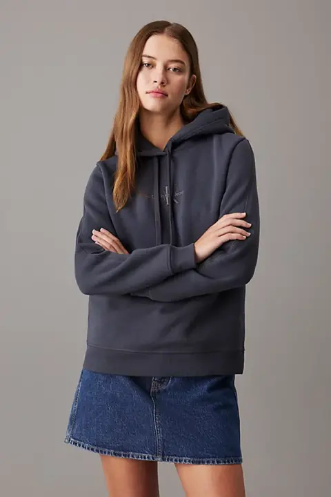 Kadın Monologo Regular Kapüşonlu Sweatshirt - Siyah 