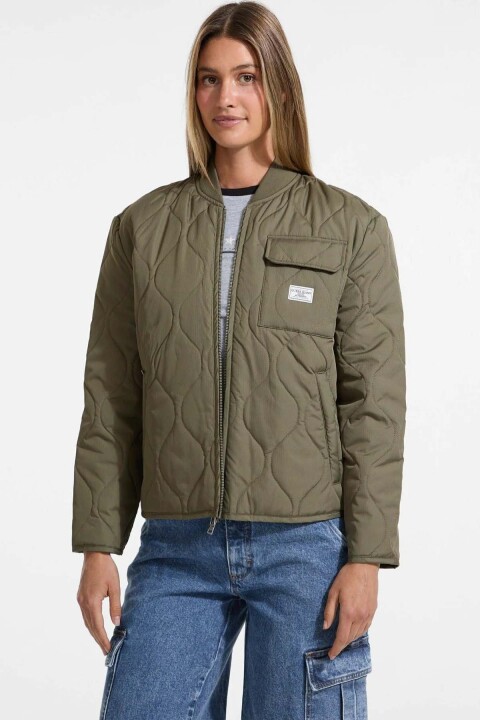 Kadın Mont Quilted Cepli Fermuarlı - Haki 