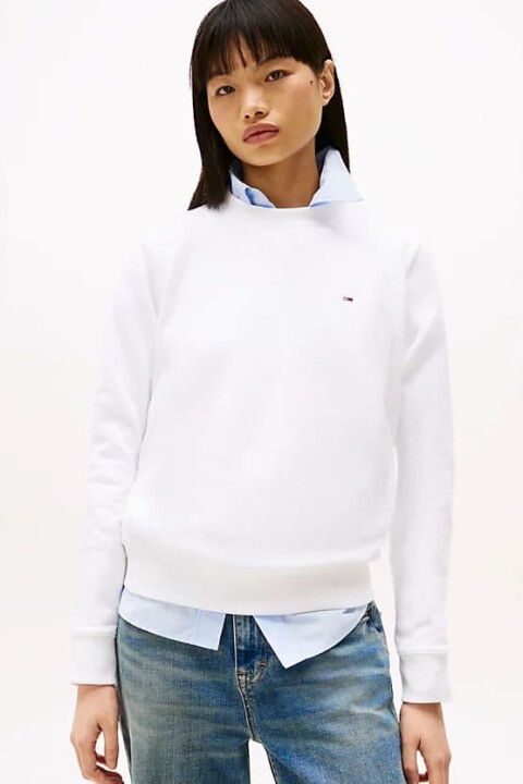 Kadın Bisiklet Yaka Sweatshirt - Beyaz 