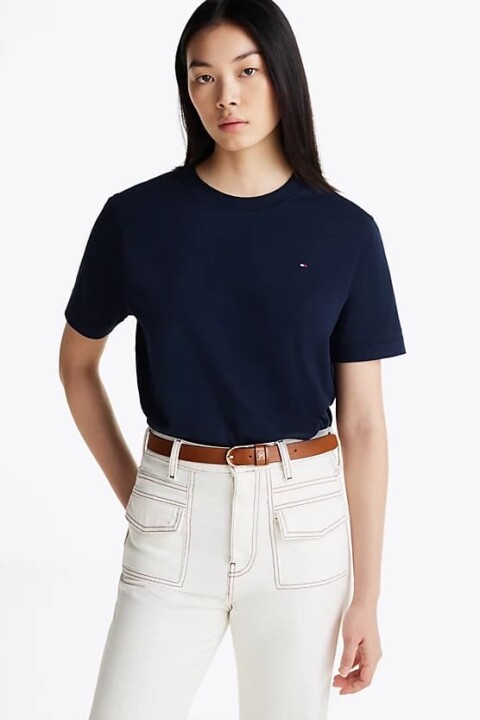 Kadın Bisiklet Yaka T-Shirt - Lacivert 