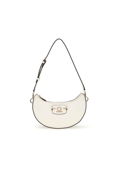 Kadın Nastra Top Fermuarlı Omuz Çantası - Beyaz 