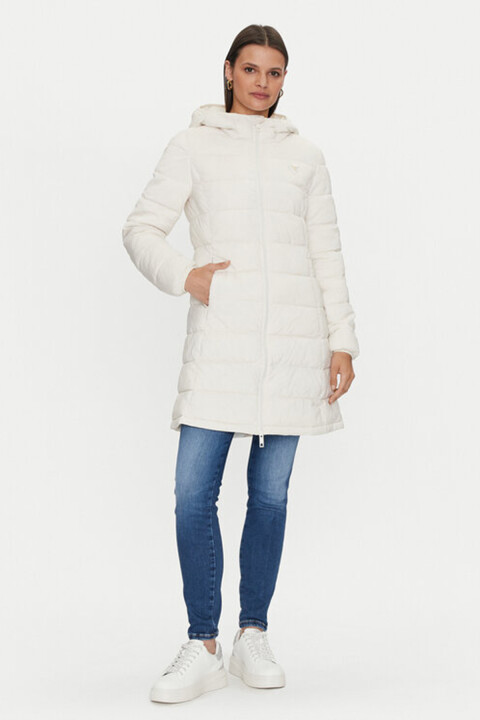 Kadın New Aleta Uzun Kesim Mont - Beyaz 