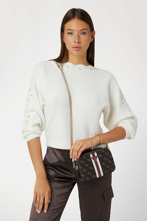 Kadın Noelle Logolu Mini Çapraz Çanta - Kahve 