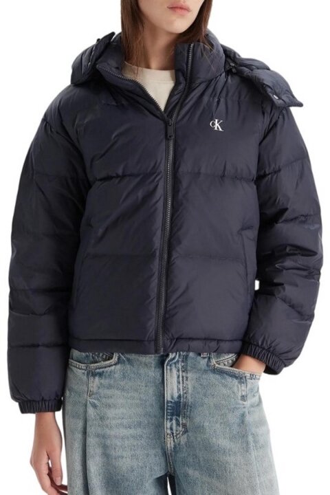 Kadın Normal Kalıp Kapüşonlu Şişme Mont - Lacivert 