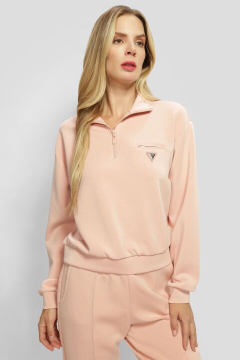 Kadın Olympe Half Fermuarlı Sweatshirt - Pembe 