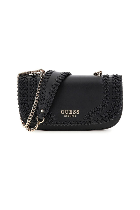 Kadın Örgü Detaylı Omuz Çantası - Siyah 