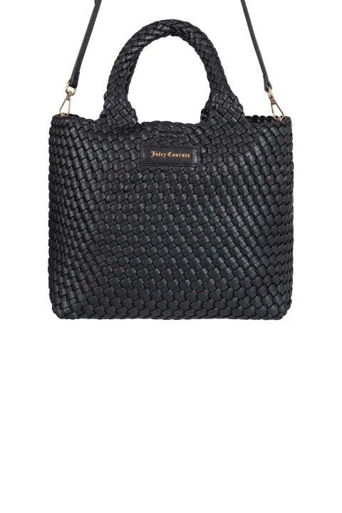 Kadın Örgü Dokulu Kol ve Omuz Çantası - Siyah 