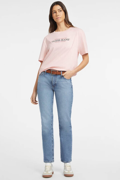 Kadın Oversize Baskılı T-Shirt - Açık Pembe 