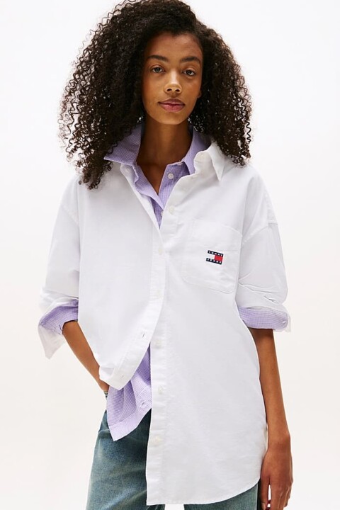 Kadın Oversize Cep Detaylı Gömlek - Beyaz 