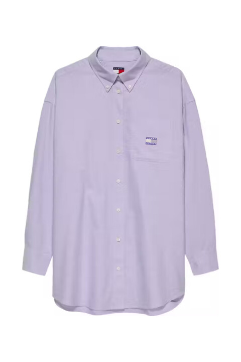 Kadın Oversize Cep Detaylı Gömlek - Lila 