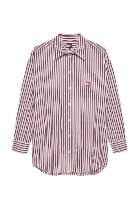 Kadın Oversize Çizgili Gömlek - Çok Renkli 