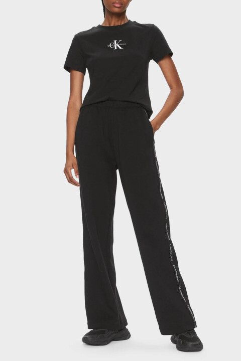 Kadın Pamuklu Relaxed Fit Spor Eşofman Altı - Siyah 