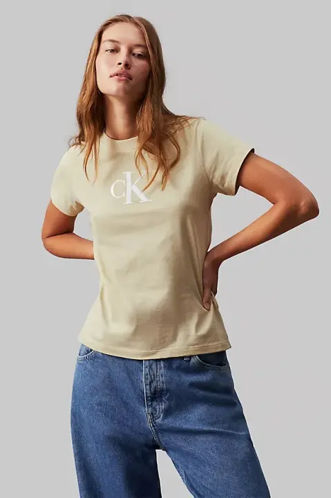 Kadın Pamuklu Slim Fit Bisiklet Yaka T Shirt - Yeşil 