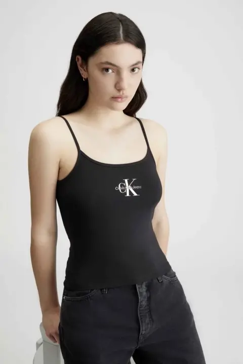 Kadın Pamuklu Slim Fit Atlet - Siyah 