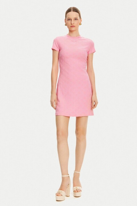 Kadın Peony Jacquard Elbise - Pembe 