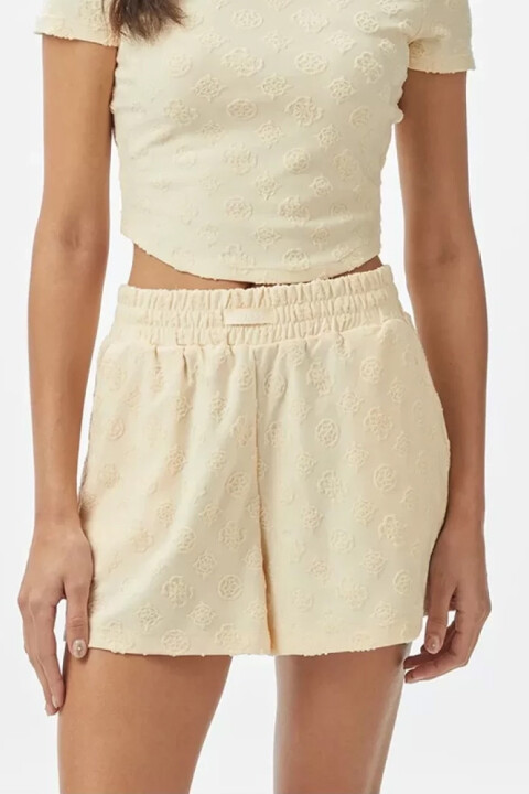 Kadın Peony Jacquard Şort - Sarı 