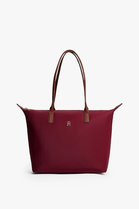 Kadın Popette Monogram Omuz Çantası - Bordo 