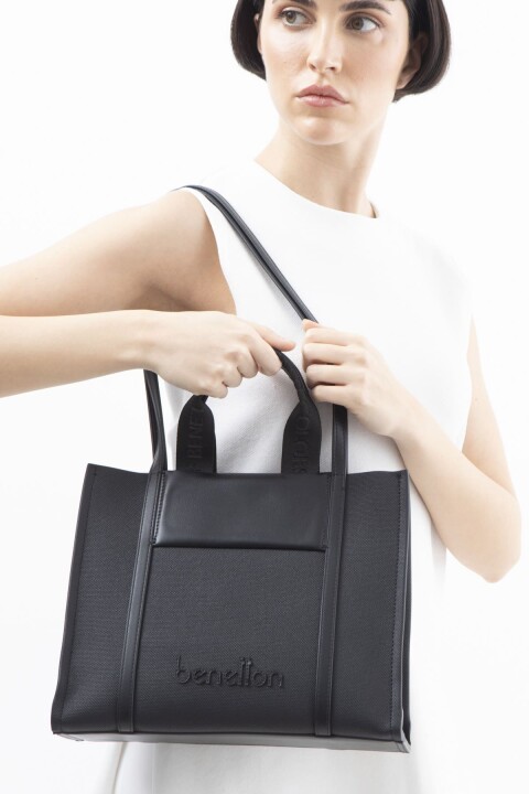 Kadın Print El Çantası - Siyah 