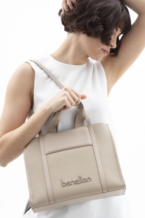 Kadın Print El Çantası - Ten 