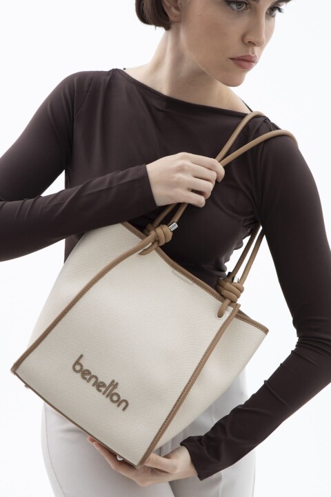 Kadın Print Kol Çantası - Bej 