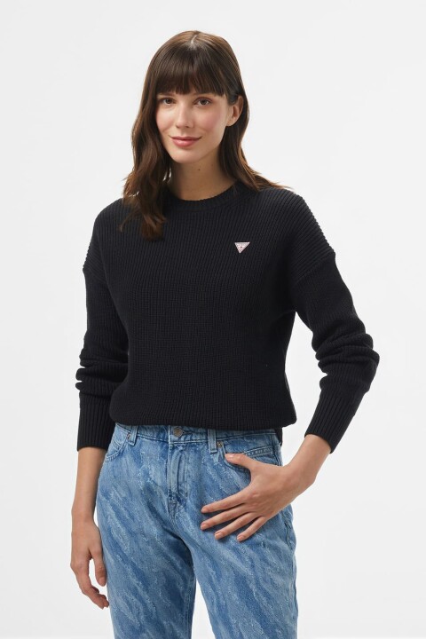 Kadın Regular Fit Bisiklet Yaka Triko Kazak - Siyah 