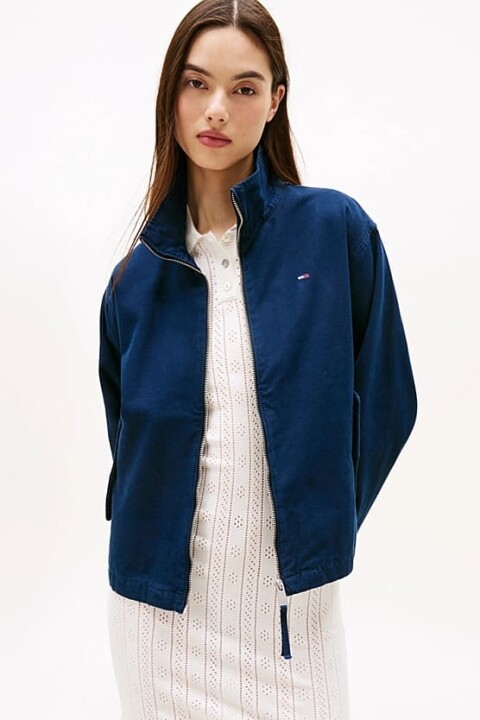 Kadın Regular Fit Fermuarlı Dik Yaka Pamuklu Ceket - Lacivert 