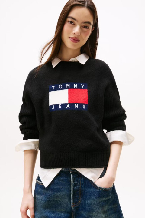 Kadın Regular Fit Grafik Logolu Triko Kazak - Siyah 