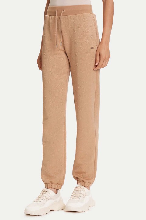 Kadın Regular Fit Monogram Desenli Eşofman Altı - Bej 