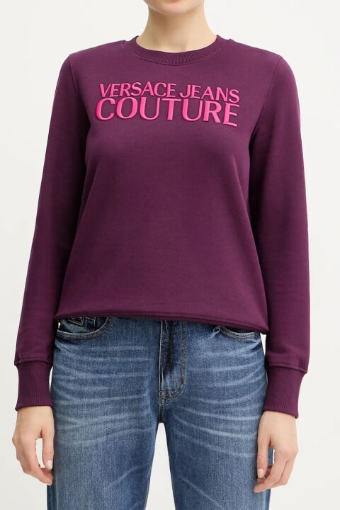 Kadın Regular Fit Nakışlı Yazı Logolu Bisiklet Yaka Sweatshirt - Mor 