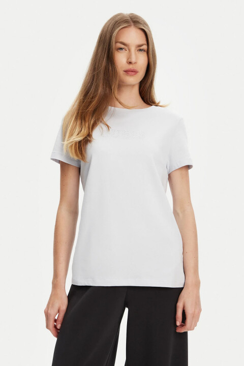 Kadın Regular Fit Taş Detaylı Pamuklu T-Shirt - Mavi 