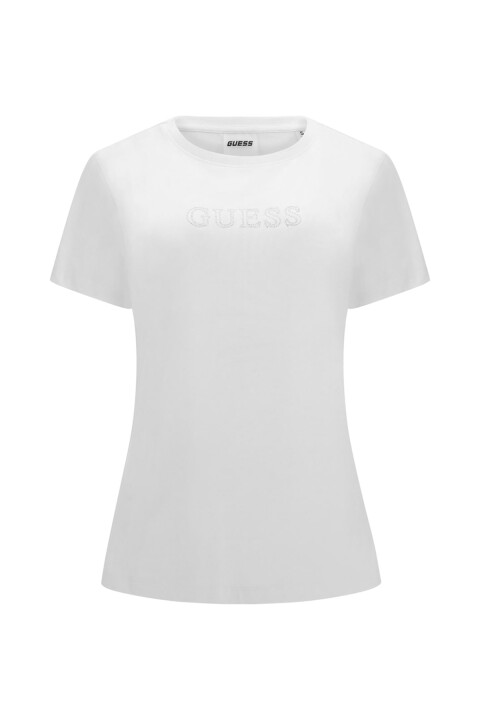 Kadın Regular Fit Taş Detaylı T-Shirt - Beyaz 