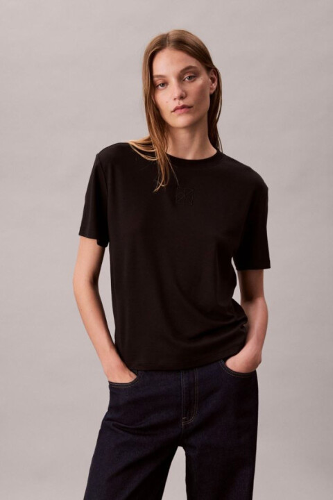 Kadın Regular Kalıp Supima Pamuklu T-Shirt - Siyah 