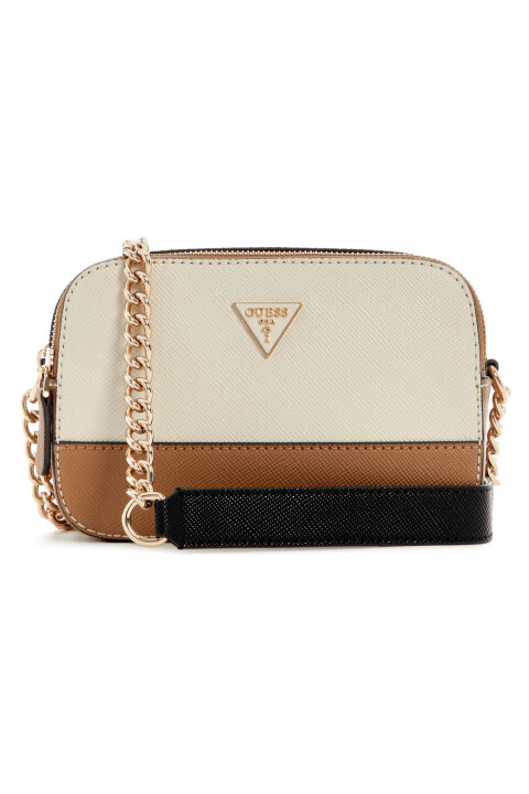 Kadın Renk Bloklu Çift Bölmeli Kamera Çantası - Bej 