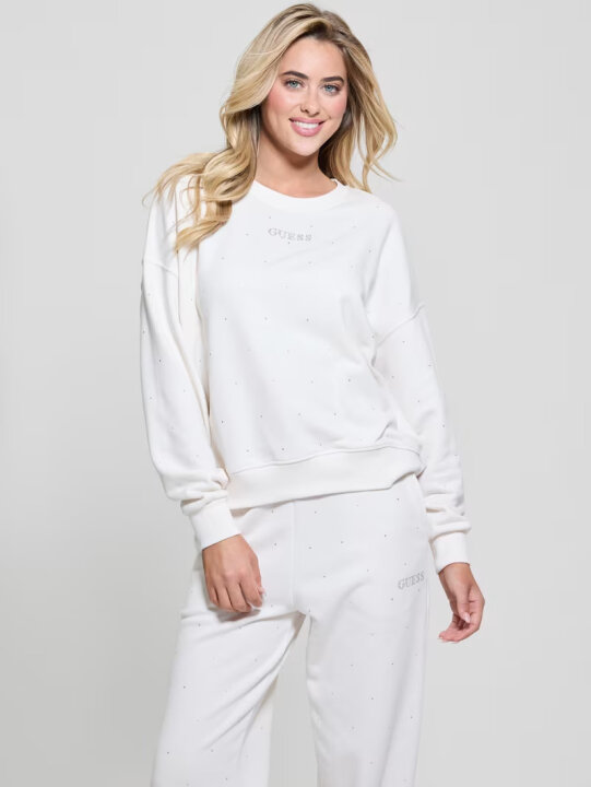 Kadın Rhinestones Cn Sweatshirt - Krem 