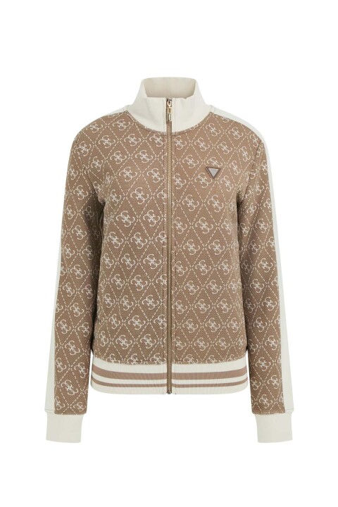 Kadın Rhombus Aktif Sweatshirt - Bej 