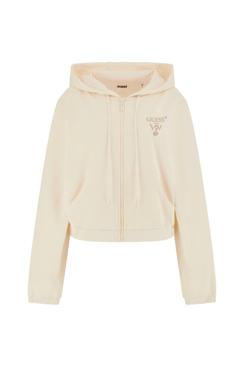 Kadın Roberta Full Fermuarlı Cro Sweatshirt - Krem 