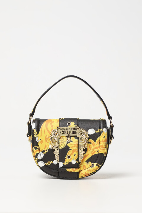 Kadın Saffiano Sentetik Deri Omuz Çantası - Siyah Gold 