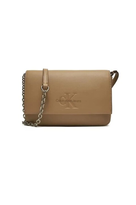 Kadın Sculpted Flap CB Mono Omuz Çantası - Kahverengi 