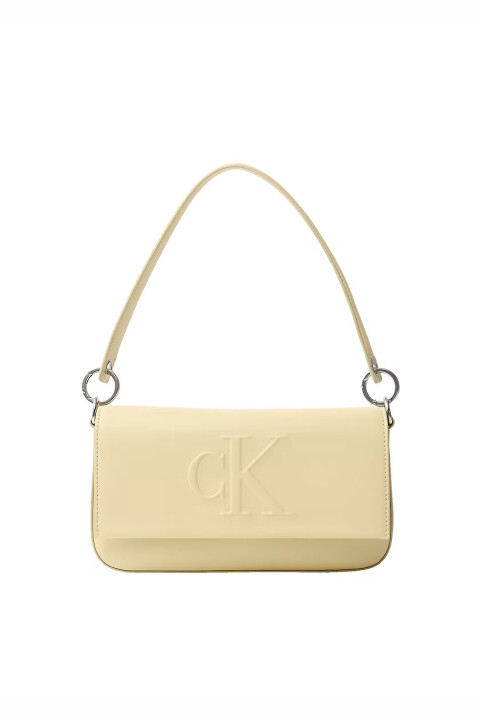 Kadın Sculpted Flap Omuz Çantası - Açık Bej 