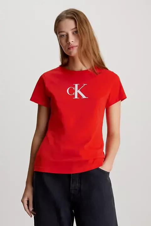 Kadın Slim Fit Bisiklet Yaka T-Shirt - Kırmızı 