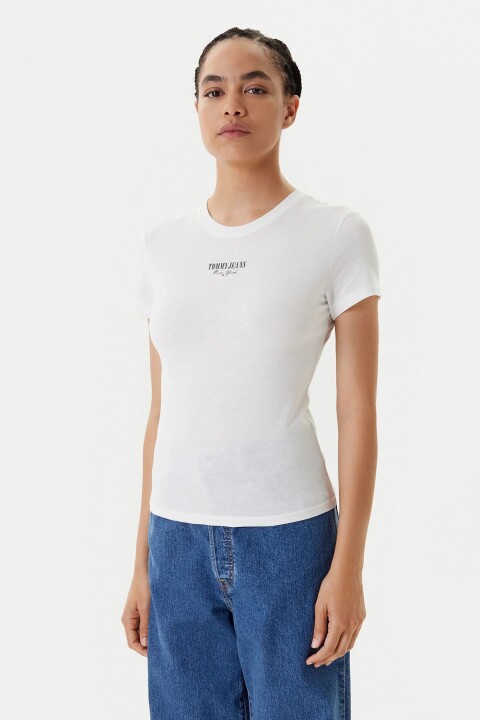 Kadın Slim Fit Logolu T-Shirt - Ekru 