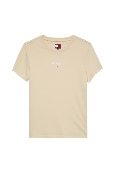 Kadın Slim Fit Logolu T-Shirt - Krem 