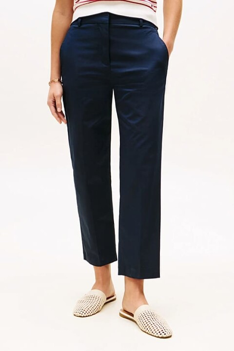 Kadın Slim Straight Fit Chino Pantolon - Lacivert 