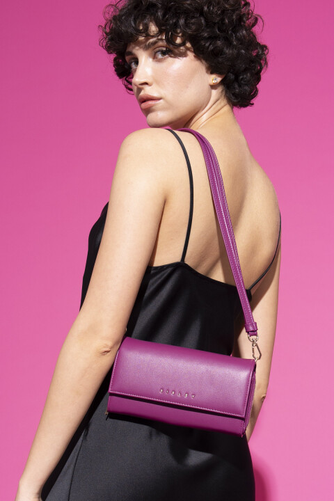 Kadın SLY Dikdörtgen Omuz Çantası - Mürdüm 