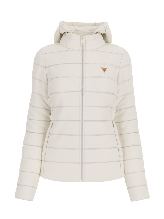 Kadın Solid Kapüşonlu Aktif Mont - Beyaz 