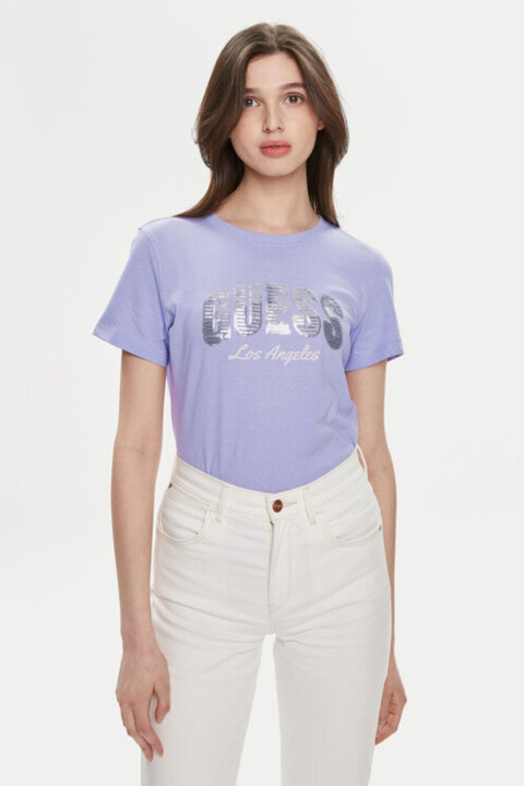 Kadın Ss Rn Sequıns Regular Fit T-Shirt - Lila 