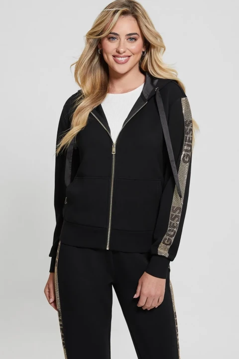 Kadın Studs Logo Scuba Sweatshirt - Siyah 