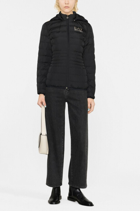 Kadın Tam Kalıp Kapüşonlu Bomber Mont - Siyah 