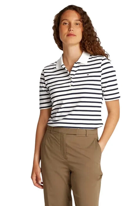 Kadın Th 1985 Pique Çizgili Polo T-Shirt - Lacivert 