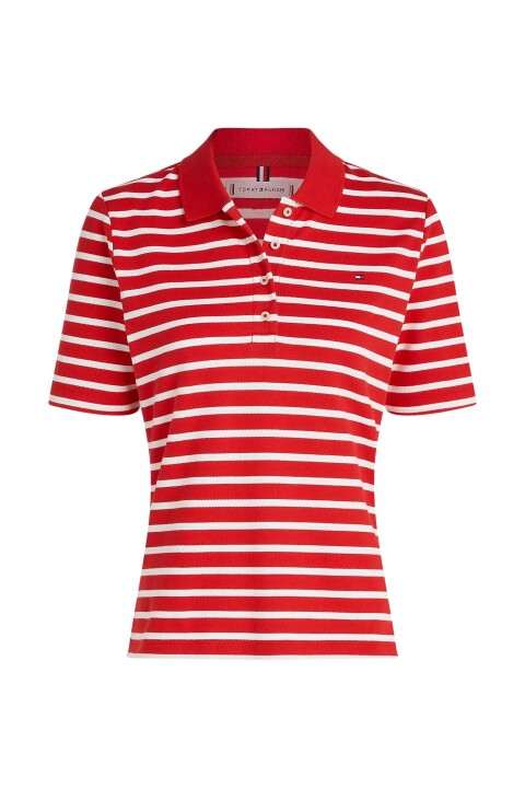Kadın Th 1985 Pique Çizgili T-Shirt - Kırmızı 